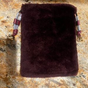 Coach Burgundy Shearling Bag with Gold Accents